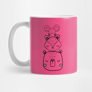 Mouse fox  and bear stacked Mug